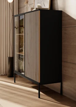 Legend - Vitrinekast - Zwart/eiken - 104x39x126 cm