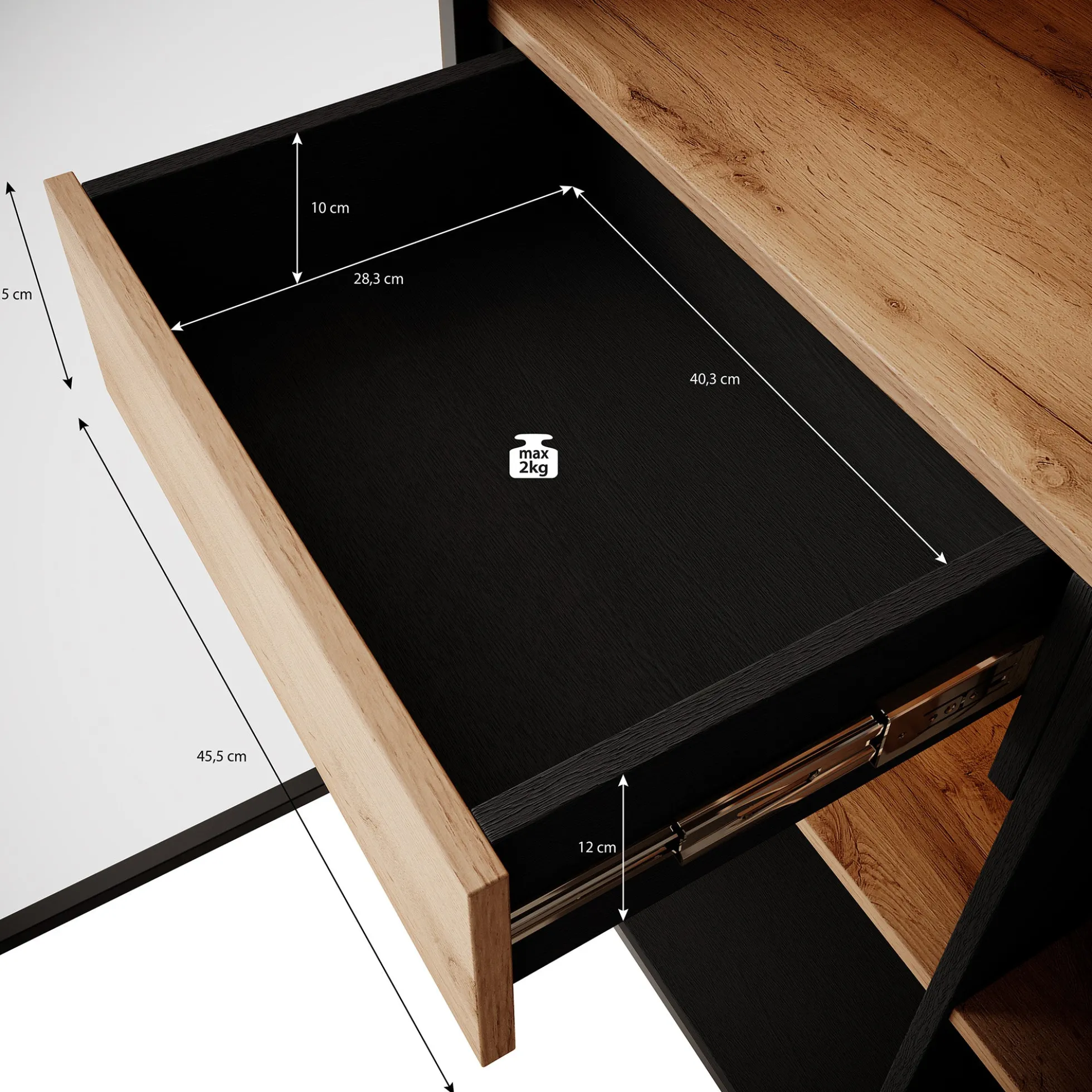 Legend - Vitrinekast - Zwart/eiken - 104x39x166 cm