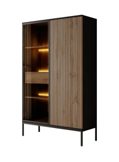 Legend - Vitrinekast - Zwart/eiken - 104x39x166 cm