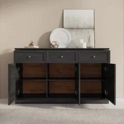 Leroy - Dressoir - Zwart - 146x40x86 cm