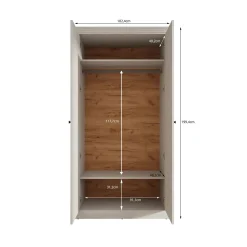 Leroy - Kledingkast 2-deurs - Zwart/eiken - 102x56x199 cm