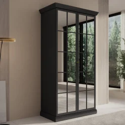 Leroy - Kledingkast 2-deurs - Zwart/eiken - 102x56x199 cm