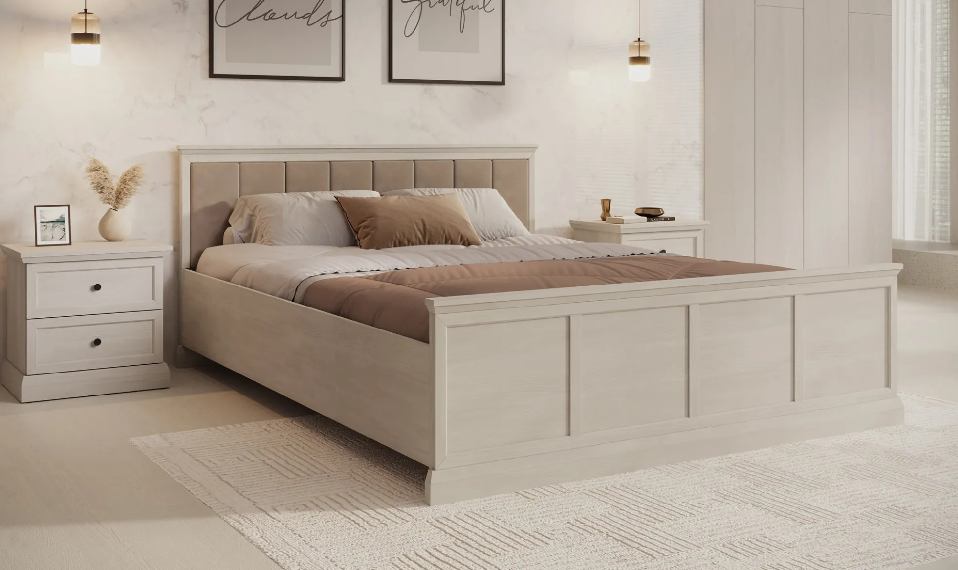 Leroy - Tweepersoonsbed - Wit - 160x200 cm