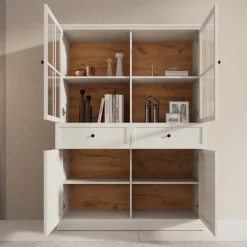 Leroy - Vitrinekast - Wit - 114x40x161 cm