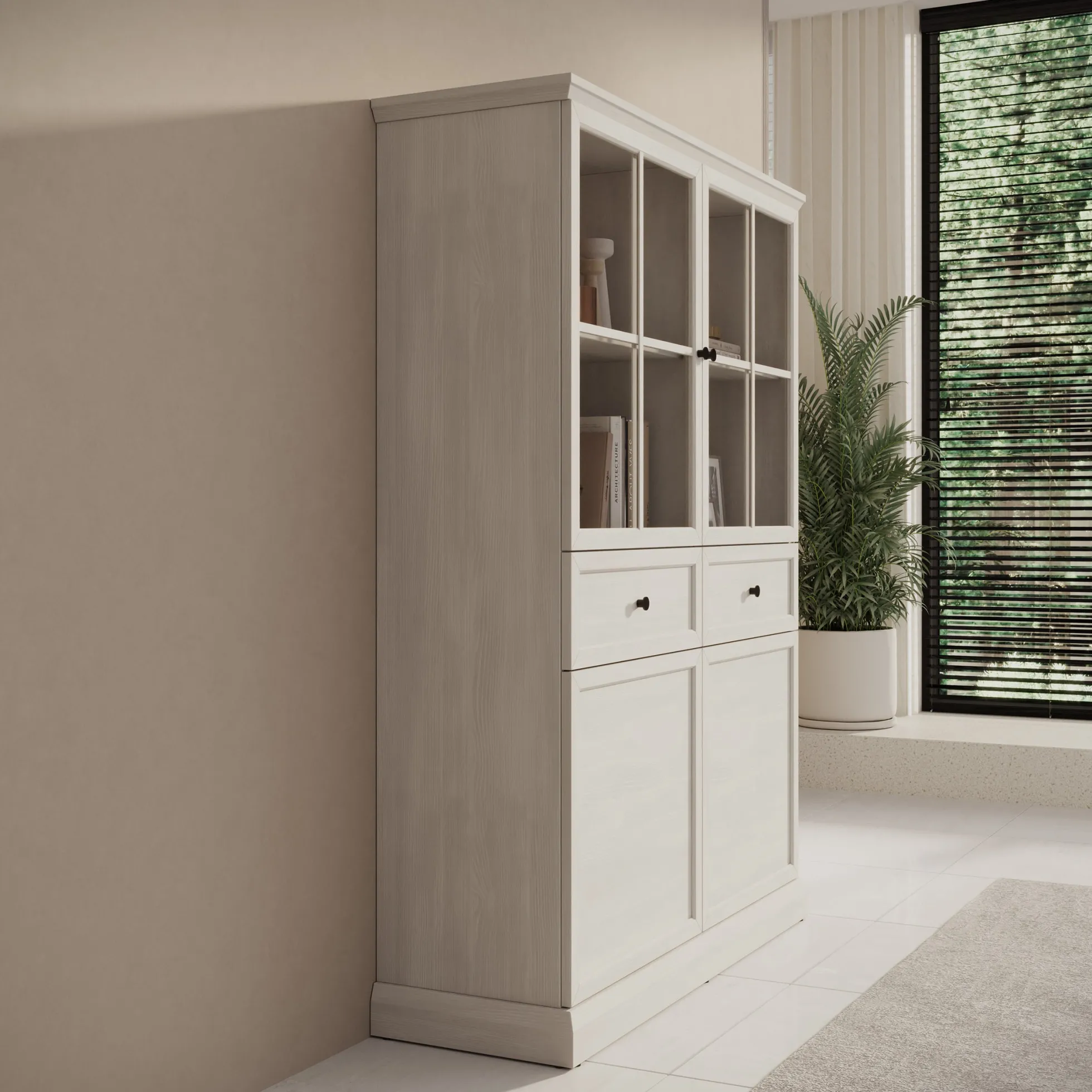 Leroy - Vitrinekast - Wit - 114x40x161 cm