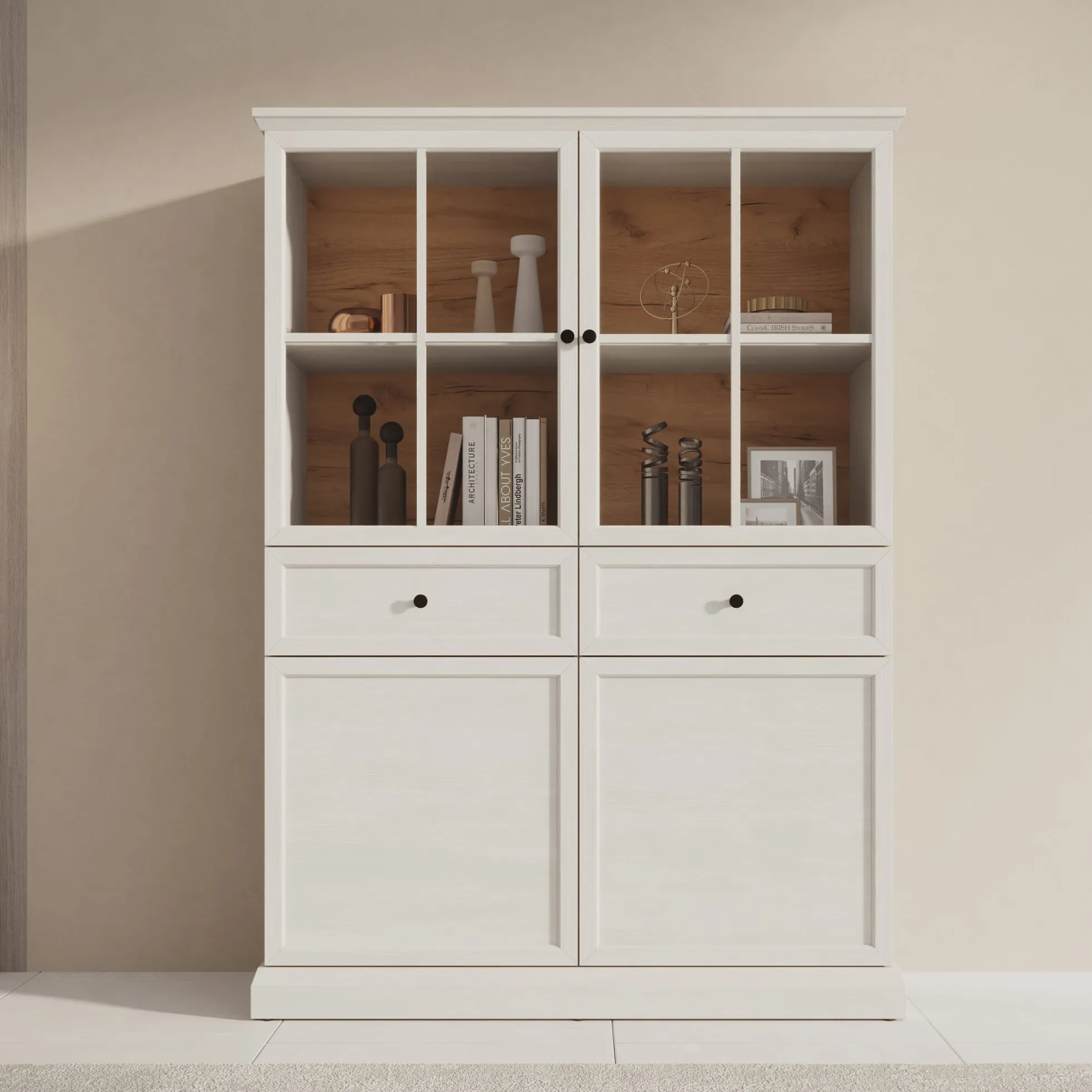 Leroy - Vitrinekast - Wit - 114x40x161 cm