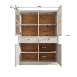 Leroy - Vitrinekast - Wit - 114x40x161 cm
