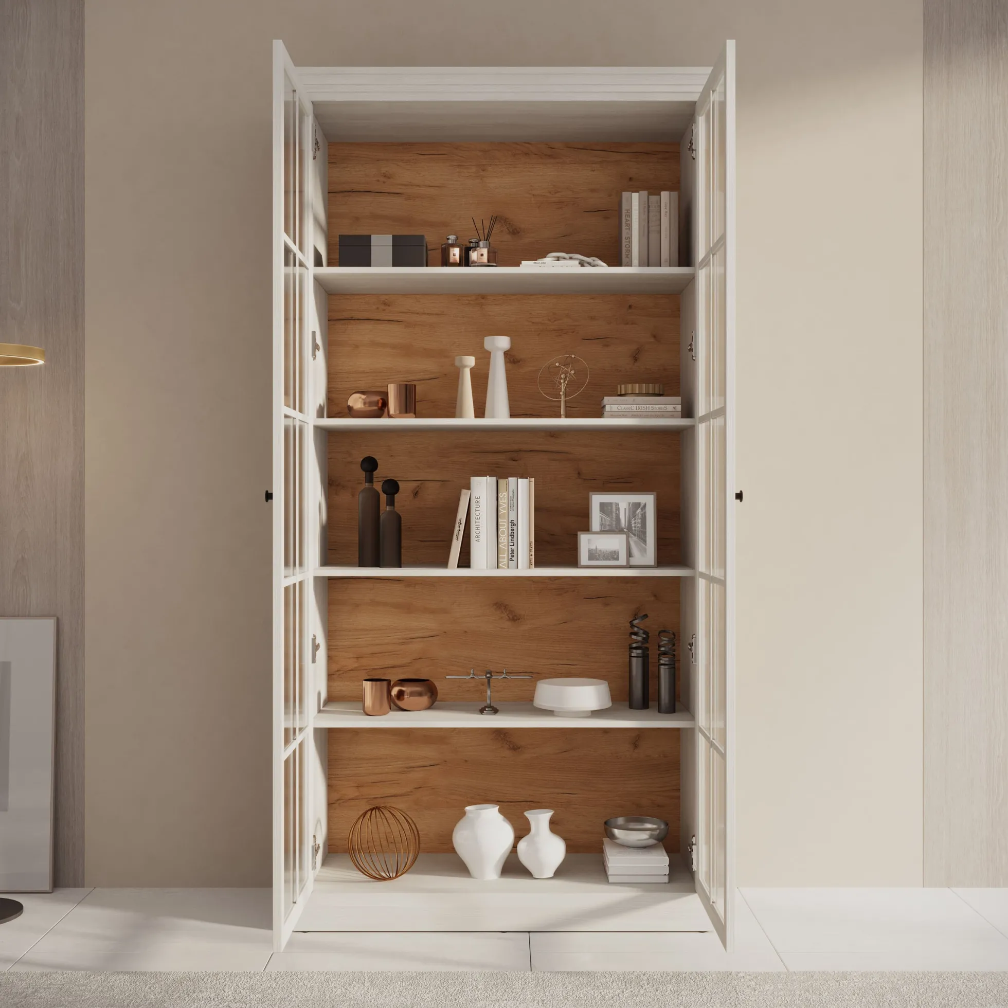 Leroy - Vitrinekast - Wit - 102x41x199 cm