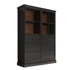 Leroy - Vitrinekast - Zwart - 114x40x161 cm
