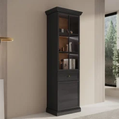Leroy - Vitrinekast - Zwart - 63x41x199 cm