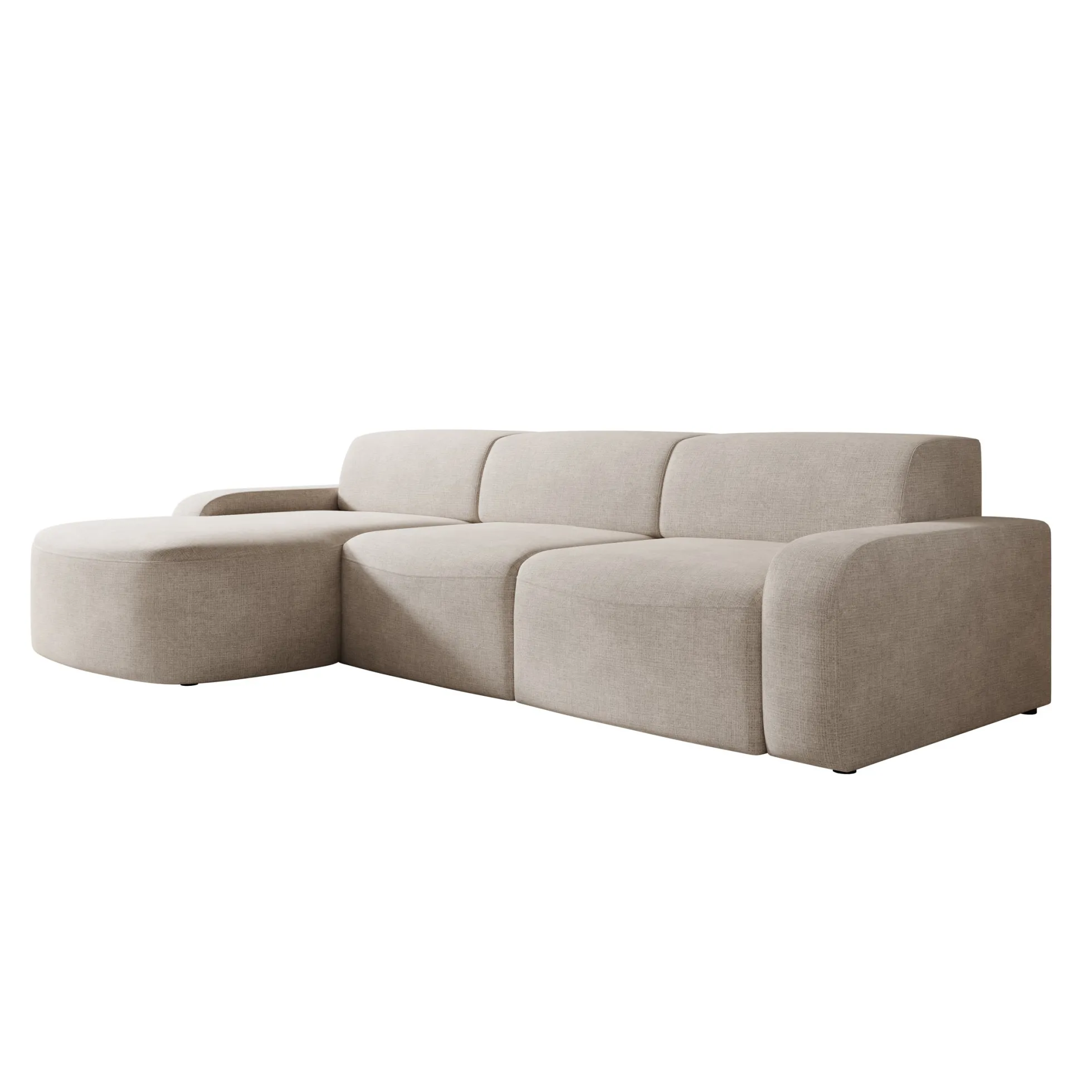 Liftado - Hoekbank 3-zits met chaise longue - Stof beige - Links