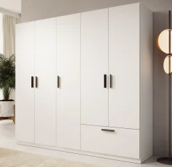 Lillian - Kledingkast 5-deurs - Wit - 225x54x210 cm