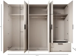 Lillian - Kledingkast 6-deurs - Wit - 270x54x210 cm