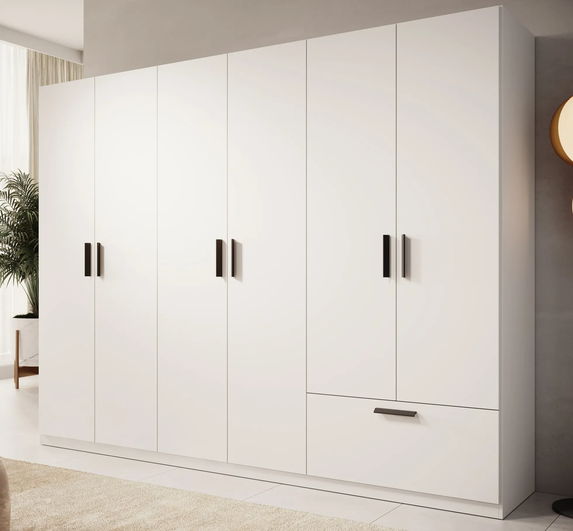 Lillian - Kledingkast 6-deurs - Wit - 270x54x210 cm