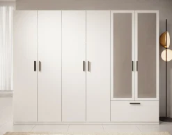Lillian - Kledingkast met lade - Wit - 270x54x210 cm