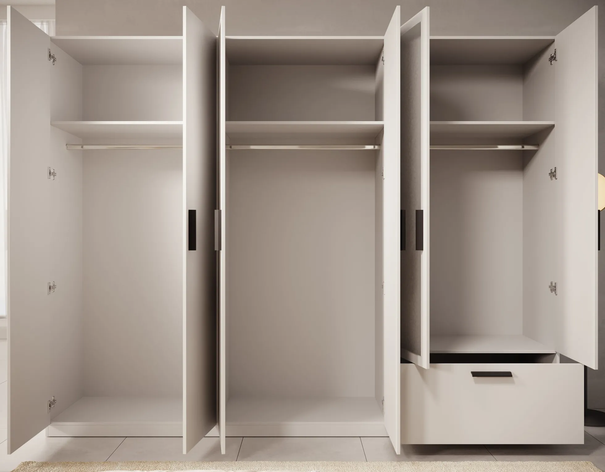 Lillian - Kledingkast met lade - Wit - 270x54x210 cm