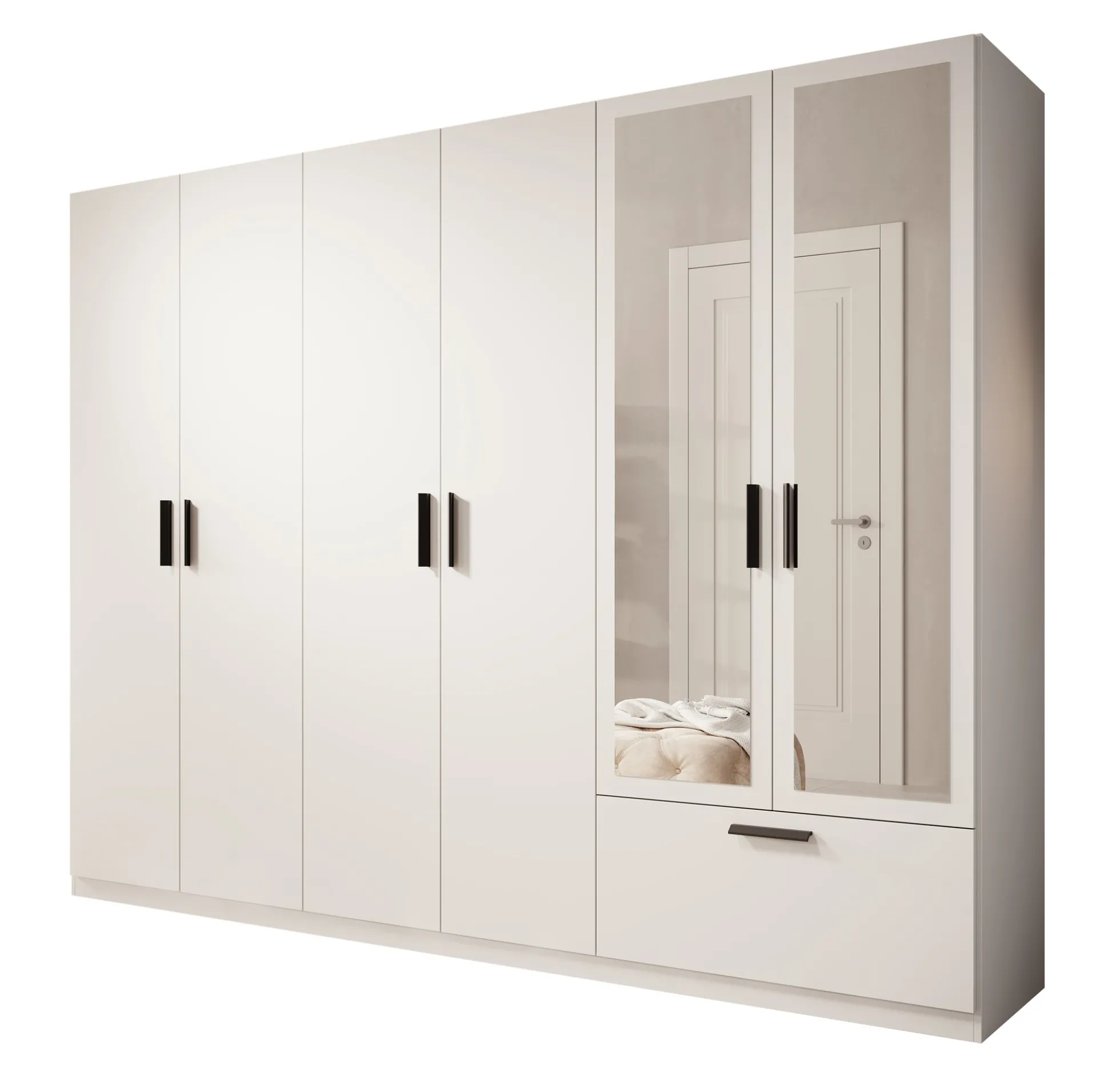 Lillian - Kledingkast met lade - Wit - 270x54x210 cm