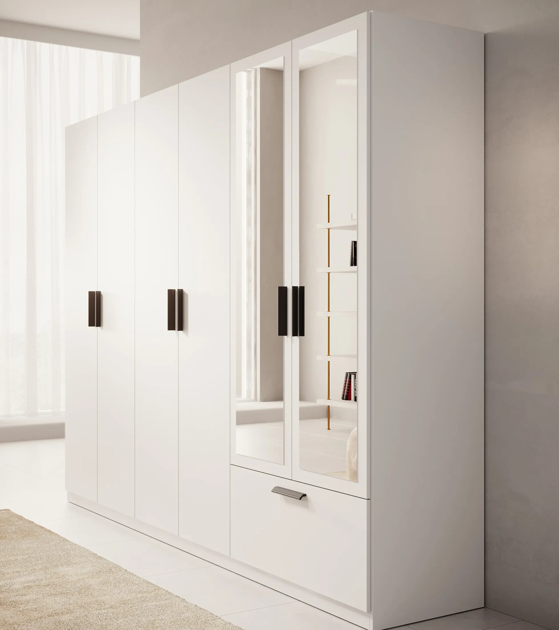 Lillian - Kledingkast met lade - Wit - 270x54x210 cm