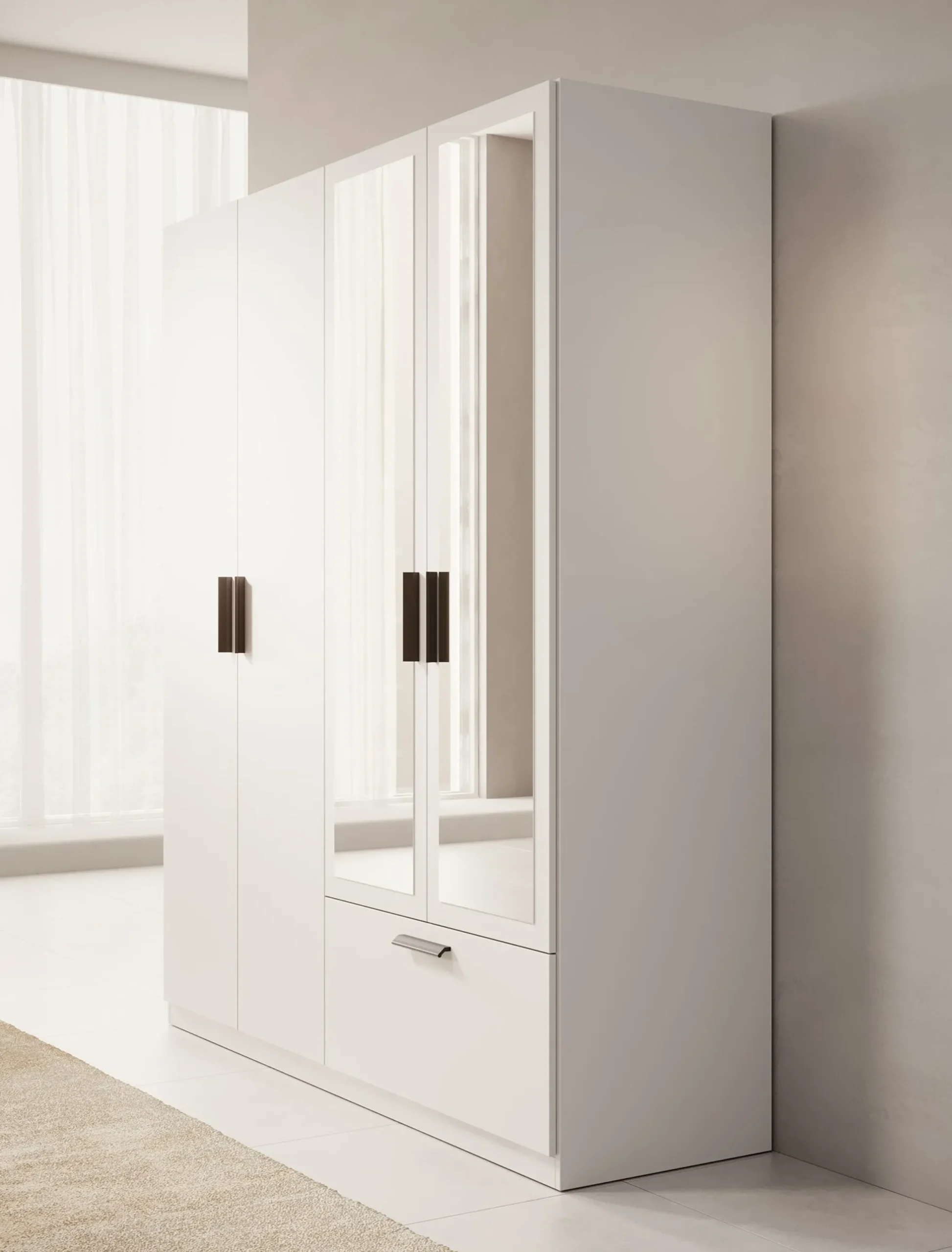 Lillian - Kledingkast met lade - Wit - 180x54x210 cm