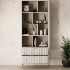Lima - Boekenkast - Beige - 88x38x194 cm