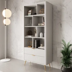 Lima - Boekenkast - Wit - 88x38x194 cm