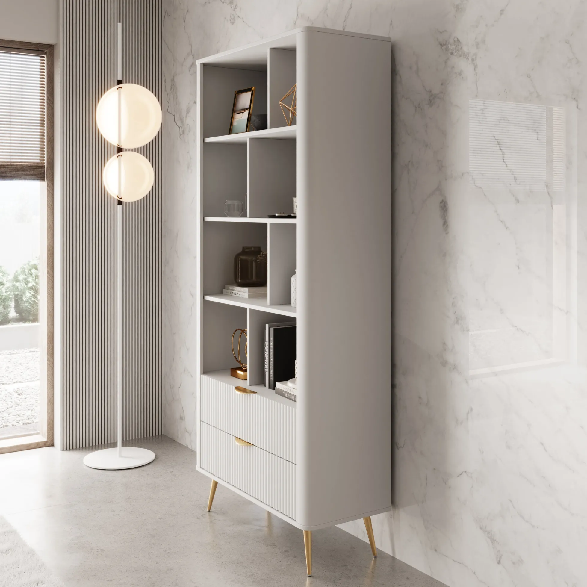 Lima - Boekenkast - Wit - 88x38x194 cm