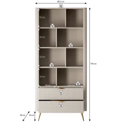 Lima - Boekenkast - Zwart - 88x38x194 cm