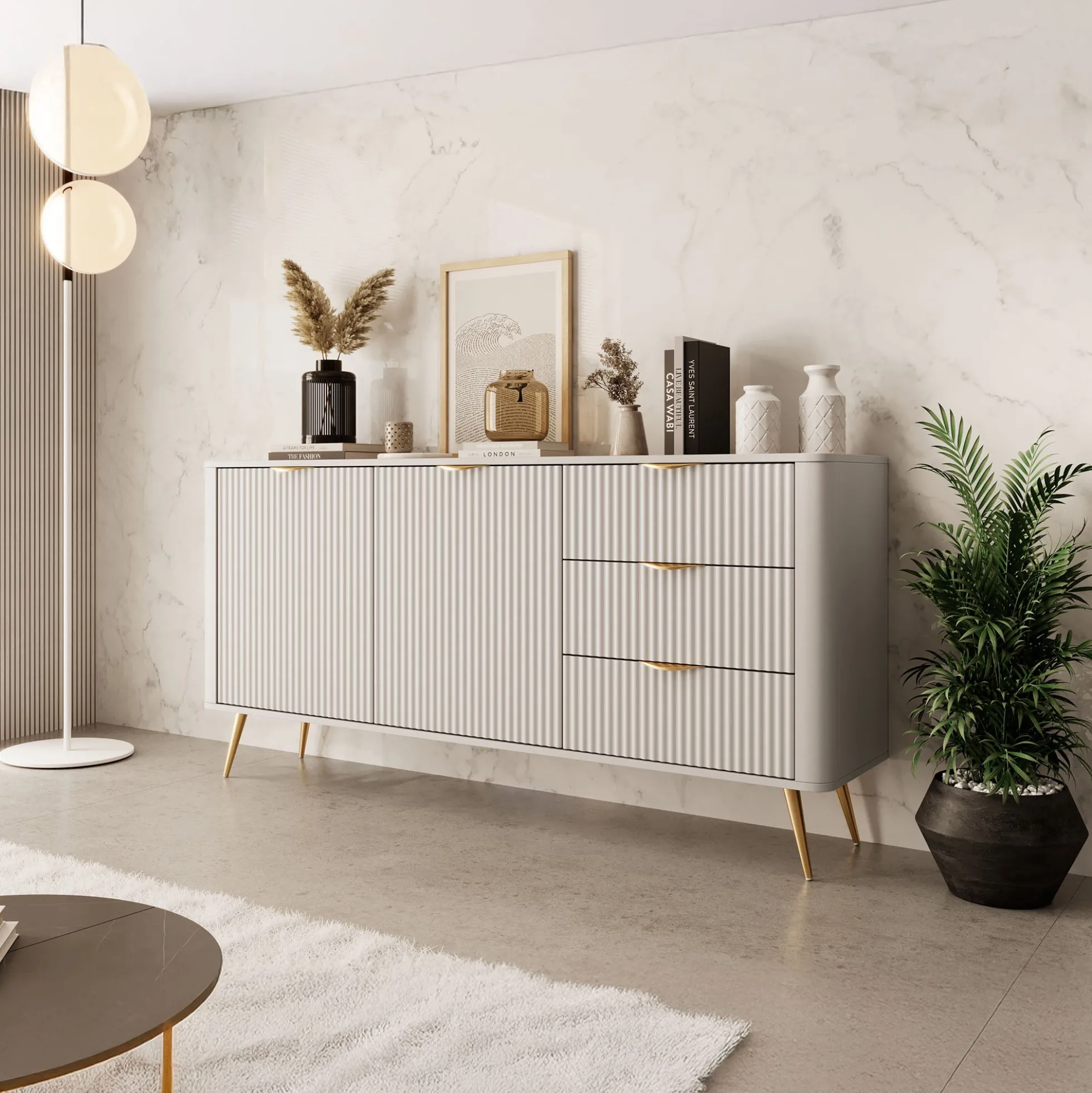 Lima - Dressoir - Beige - 163x38x81 cm