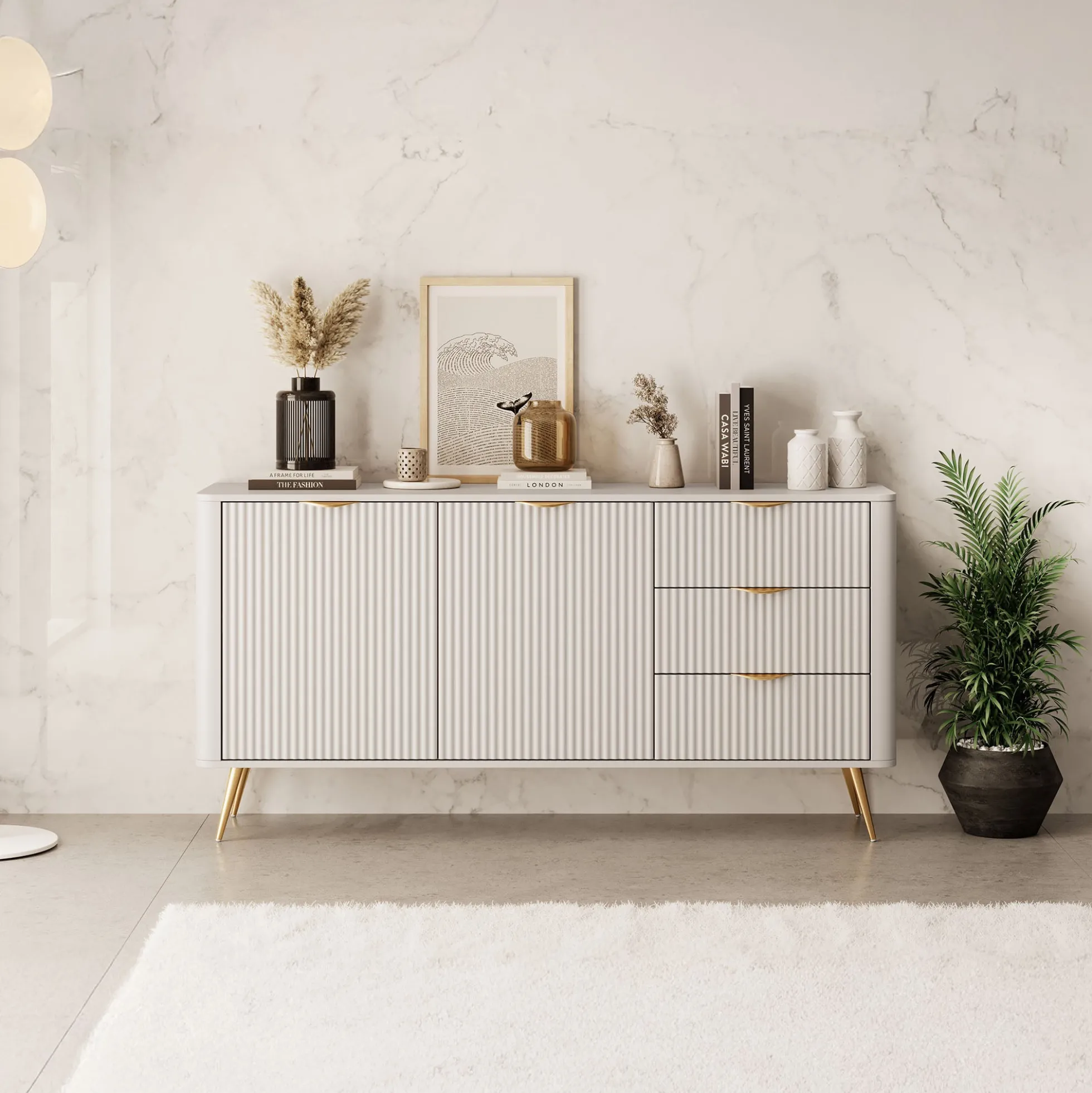 Lima - Dressoir - Beige - 163x38x81 cm