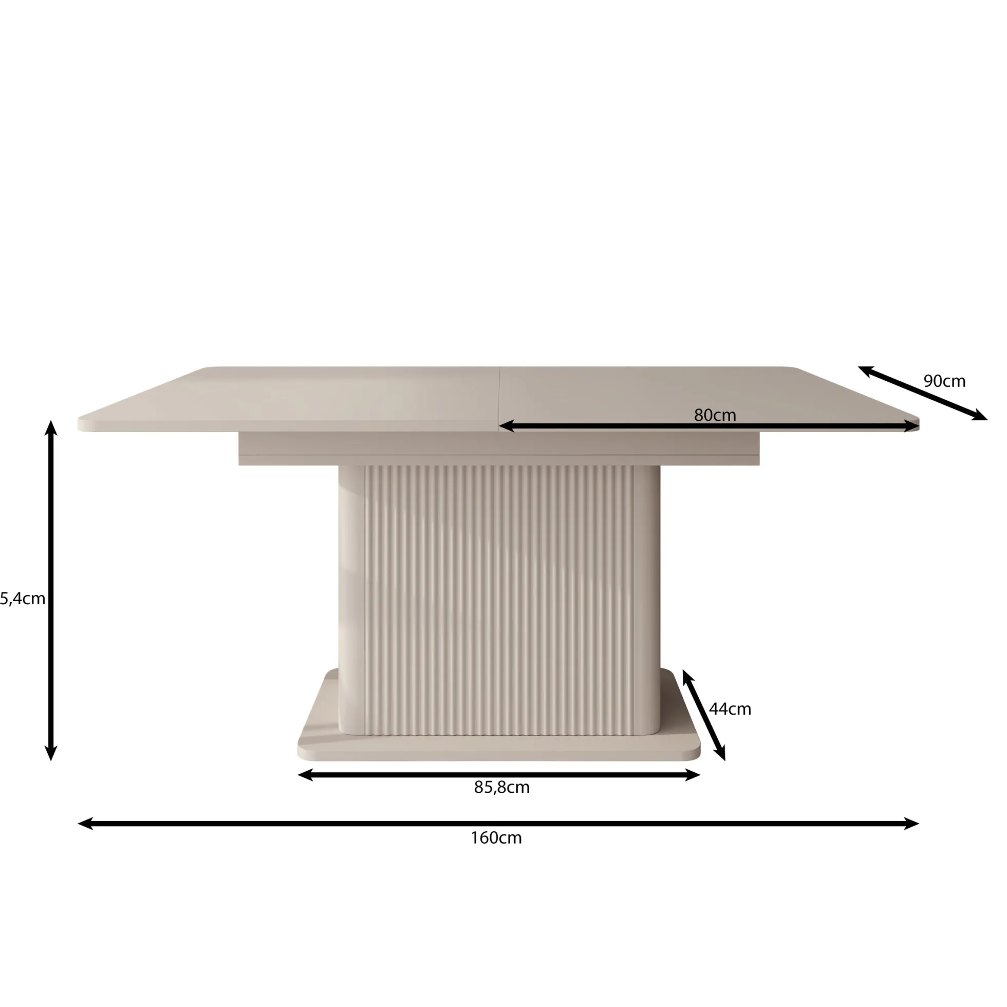 Lima - Eetkamertafel - Uitschuifbaar - Beige - 160-200x90x75 cm