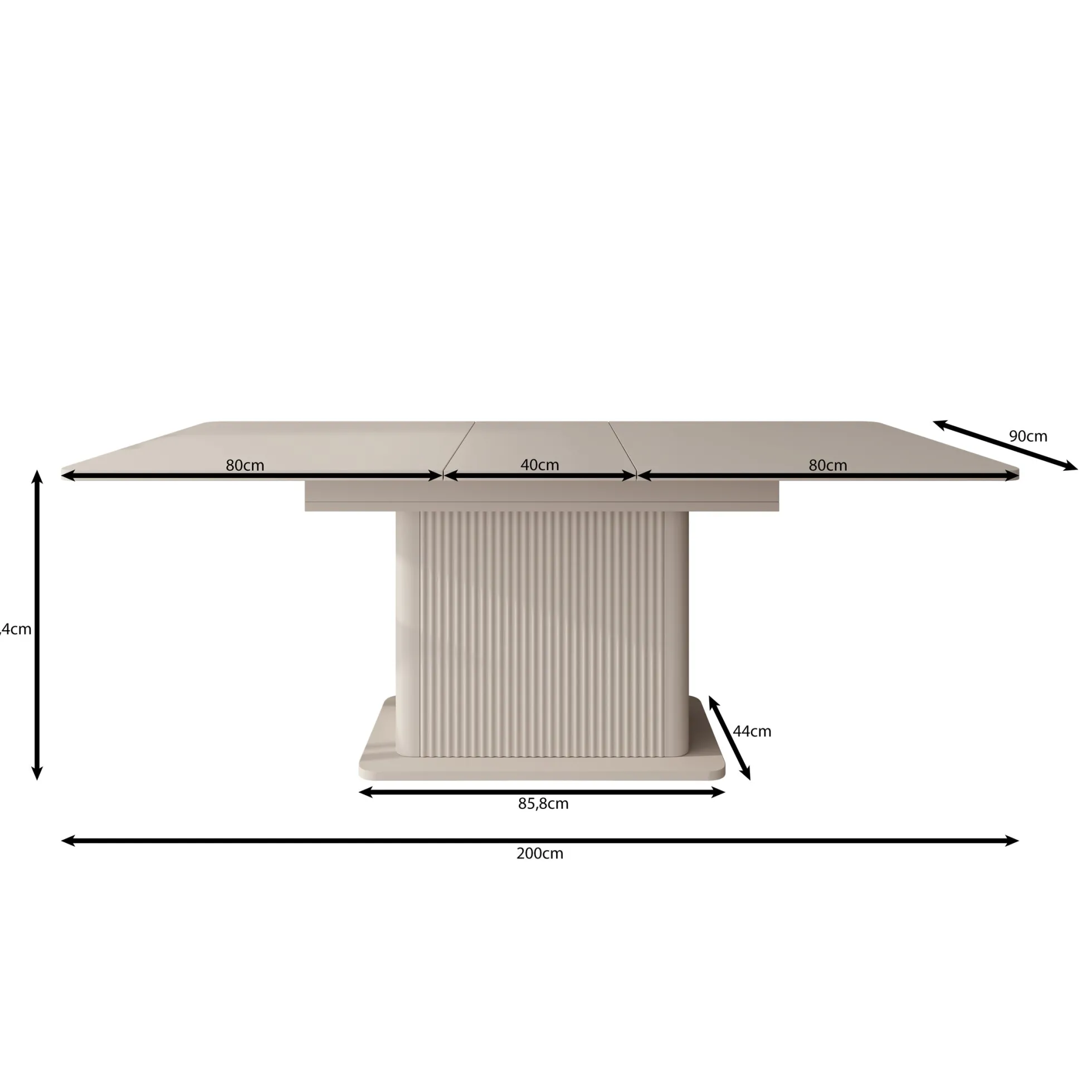 Lima - Eetkamertafel - Uitschuifbaar - Beige - 160-200x90x75 cm