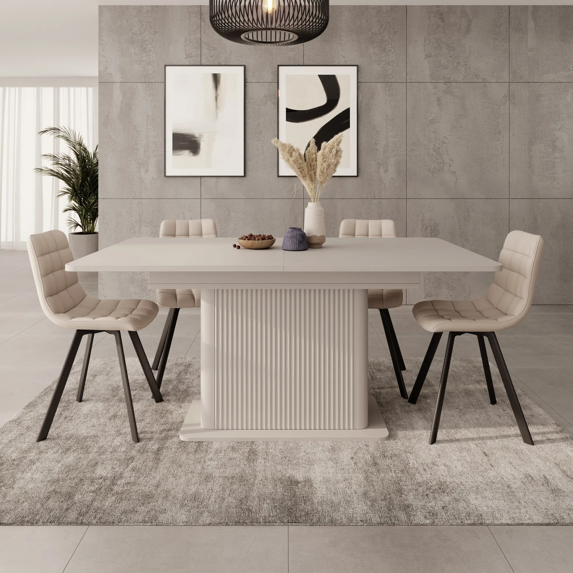 Lima - Eetkamertafel - Uitschuifbaar - Beige - 160-200x90x75 cm
