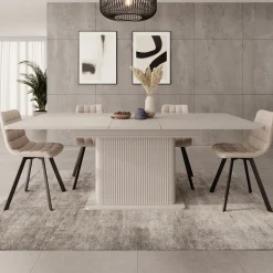 Lima - Eetkamertafel - Uitschuifbaar - Beige - 160-200x90x75 cm