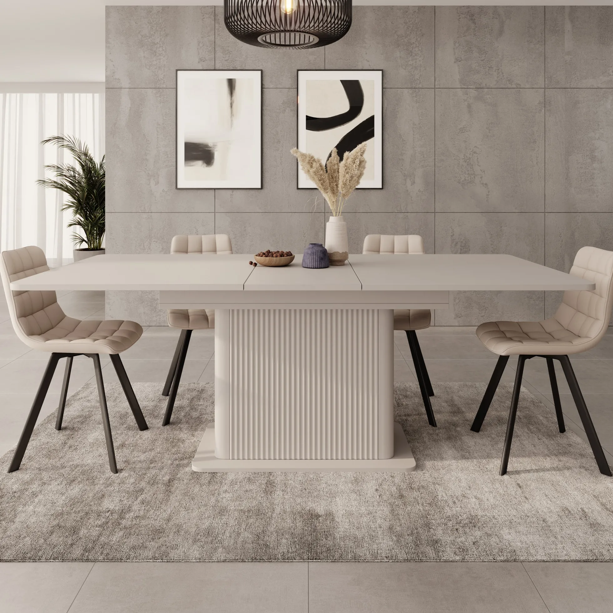 Lima - Eetkamertafel - Uitschuifbaar - Beige - 160-200x90x75 cm