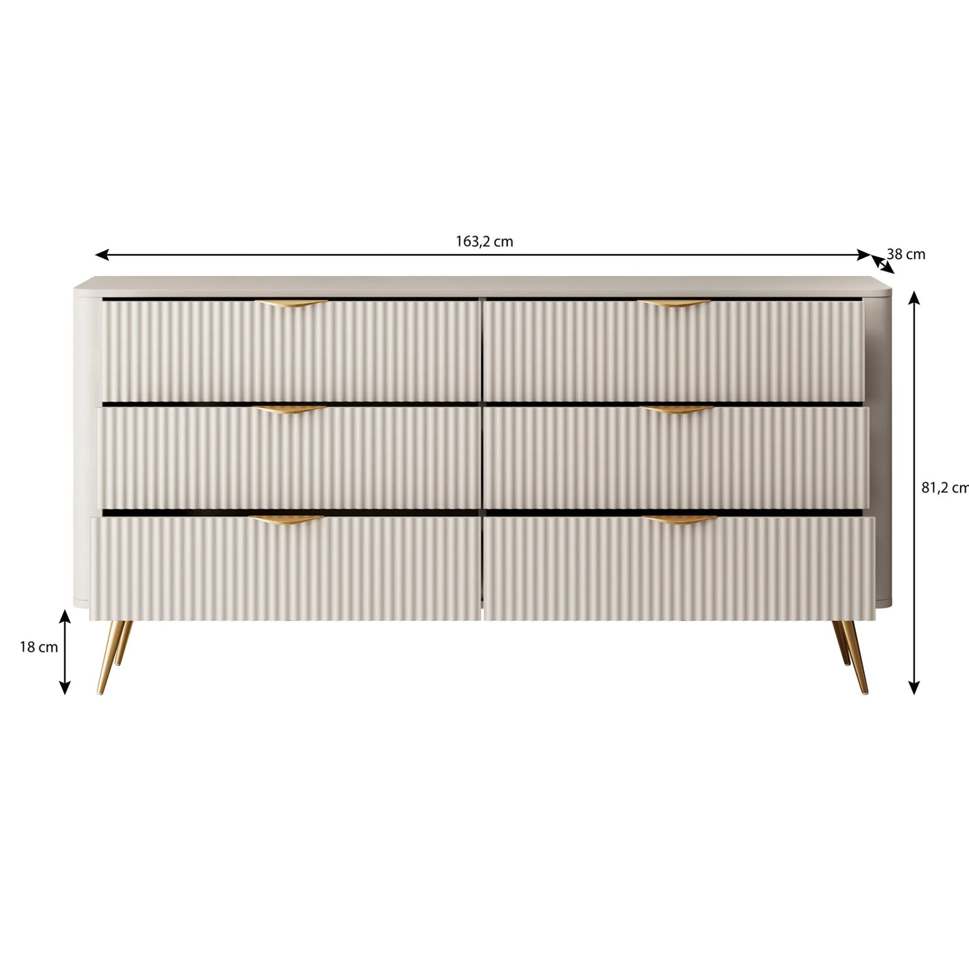 Lima - Ladekast - Beige - 163x38x81 cm