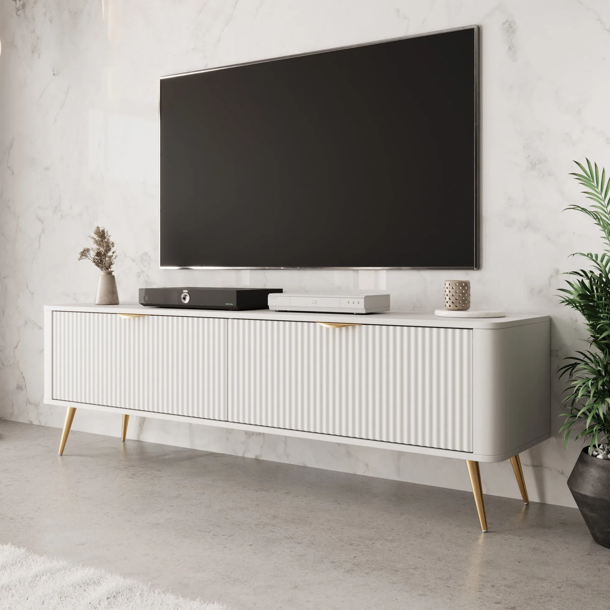 Lima - TV-Meubel - Wit - 163x38x51 cm