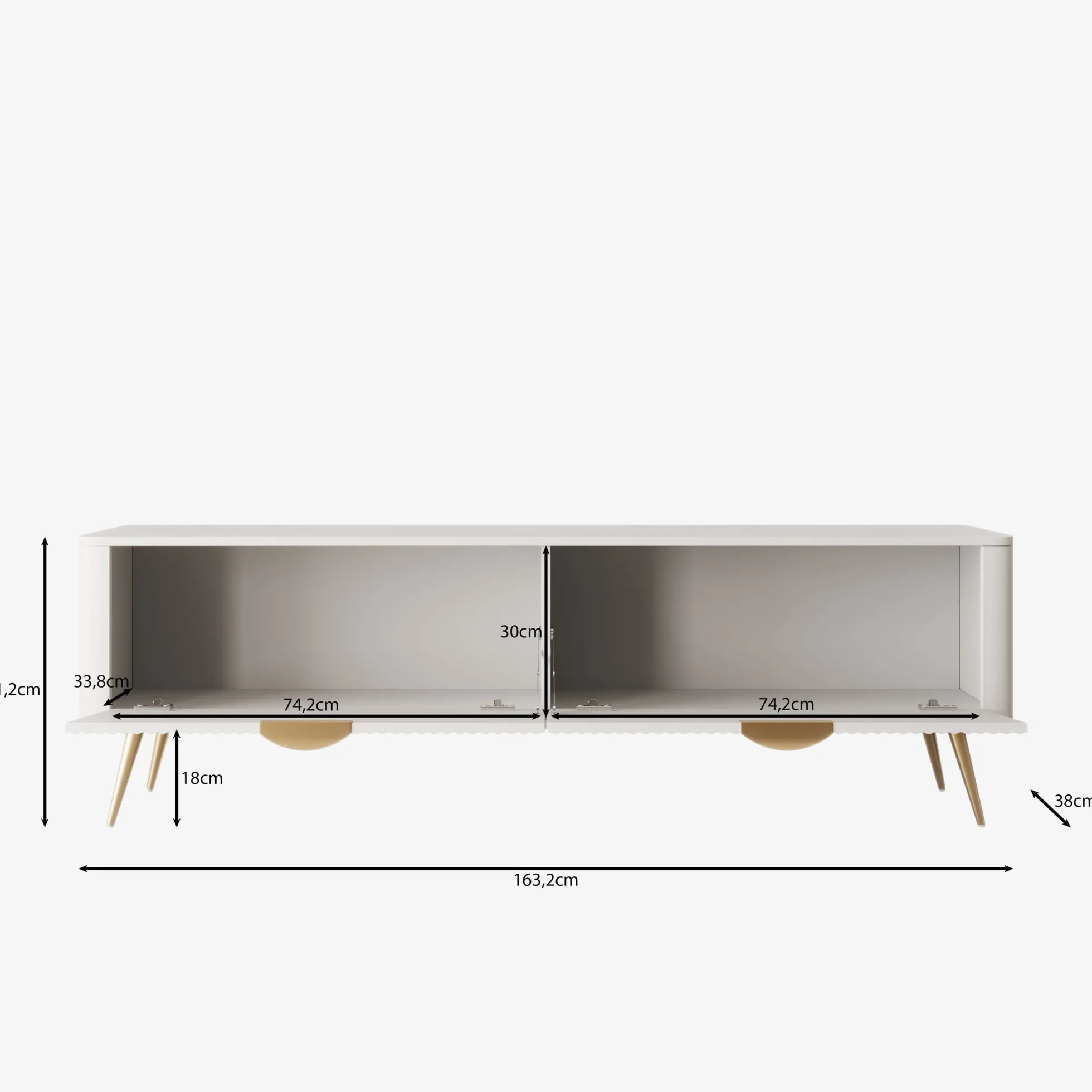 Lima - TV-Meubel - Wit - 163x38x51 cm