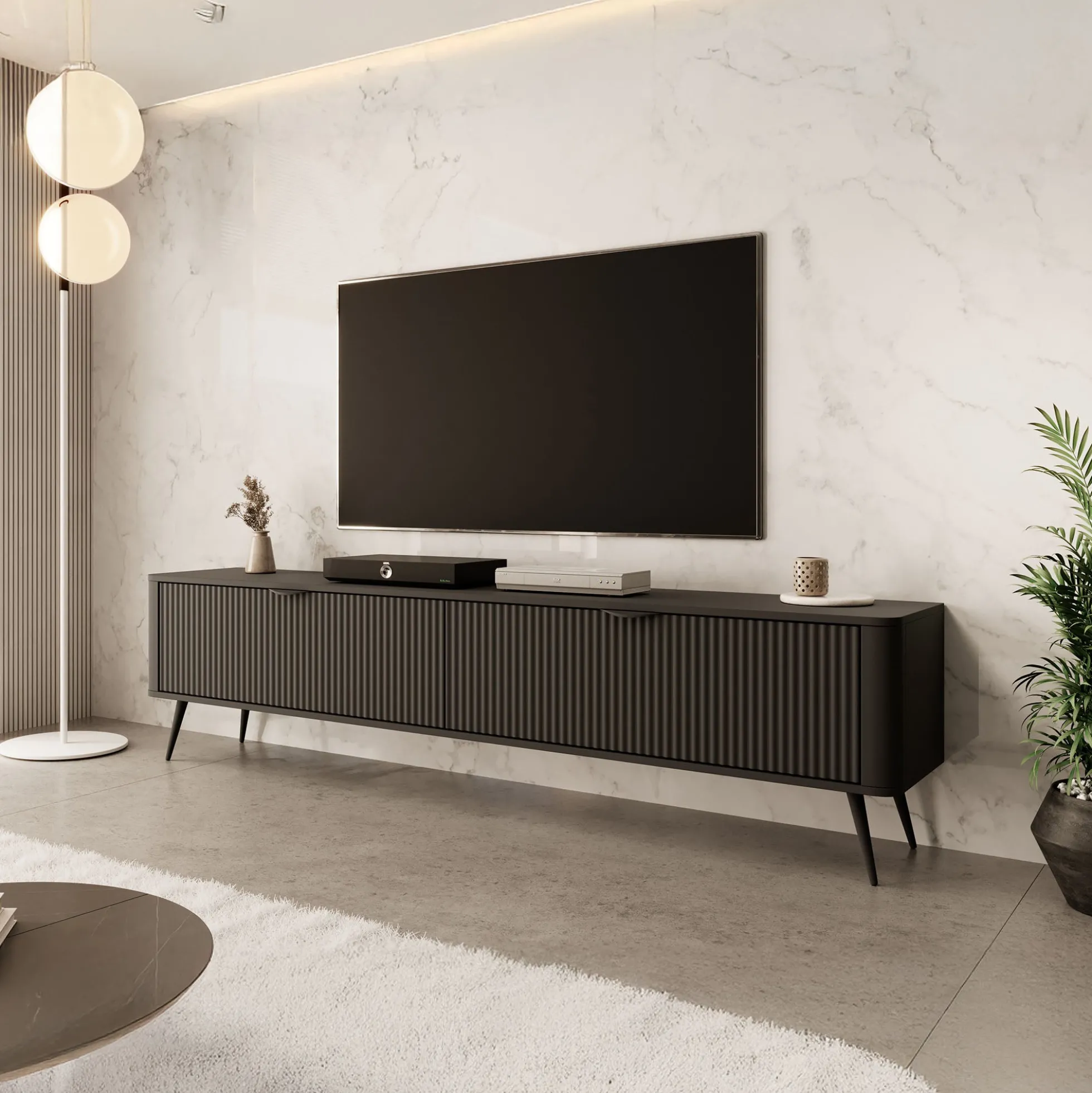 Lima - TV-Meubel - Zwart - 200x38x51 cm