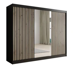 Lisbon 2 - Kledingkast met schuifdeuren - Zwart/eiken - 250x62x200 cm