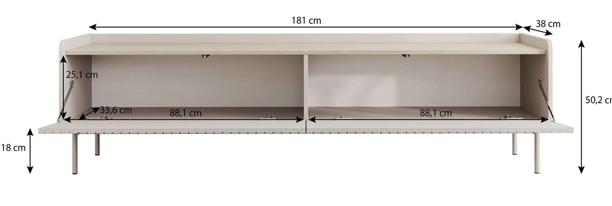 Livako - TV-Meubel - Beige - 181 cm