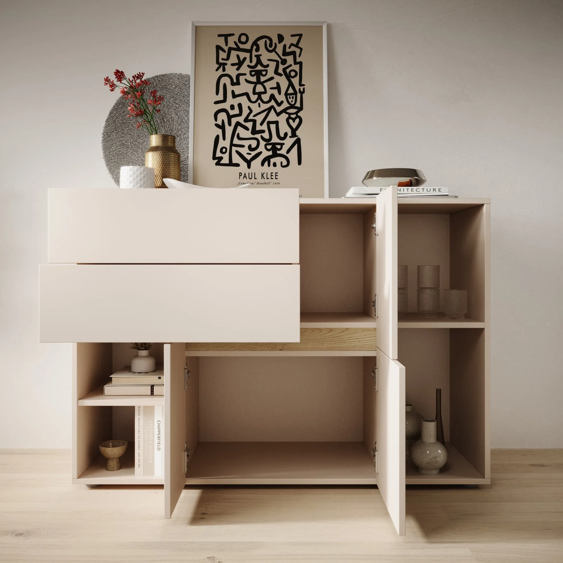 Lombok - Dressoir - Beige - 120x42x84 cm