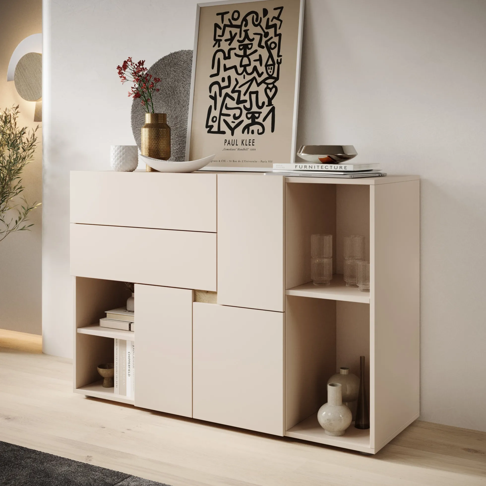 Lombok - Dressoir - Beige - 120x42x84 cm