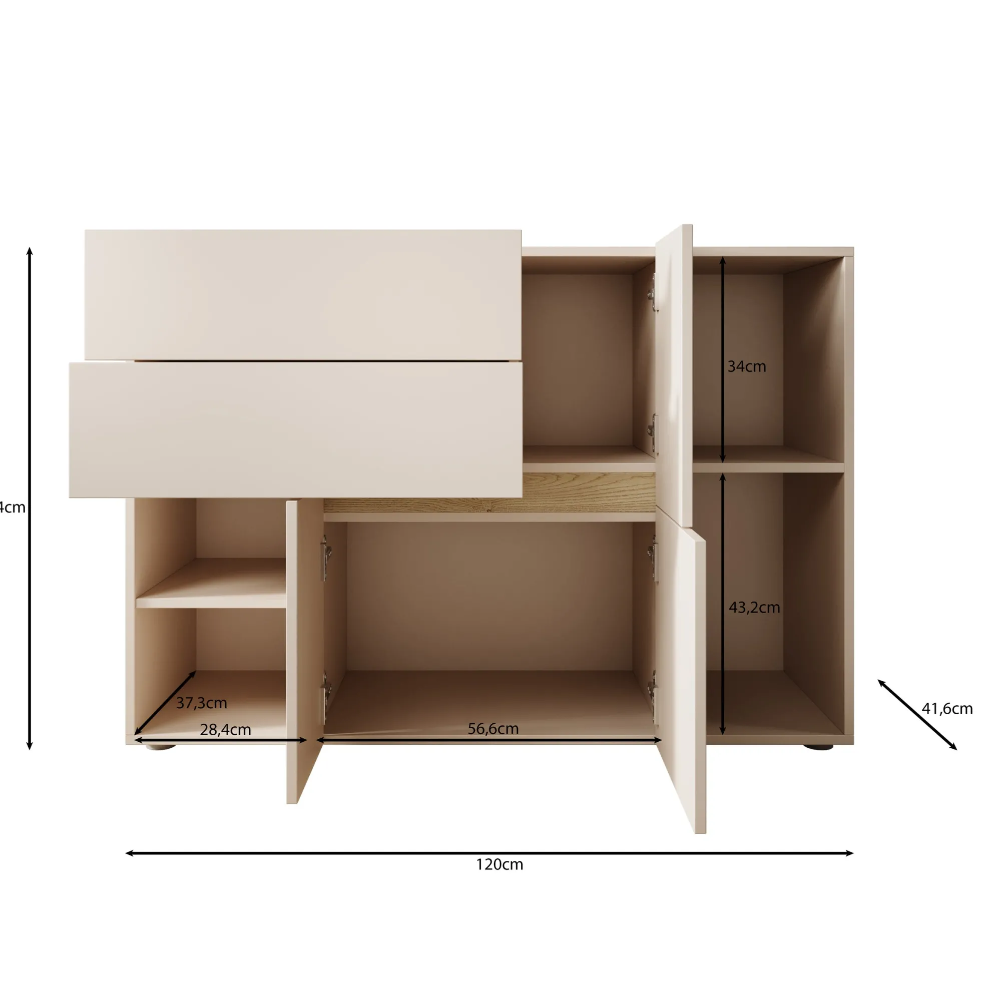 Lombok - Dressoir - Beige - 120x42x84 cm
