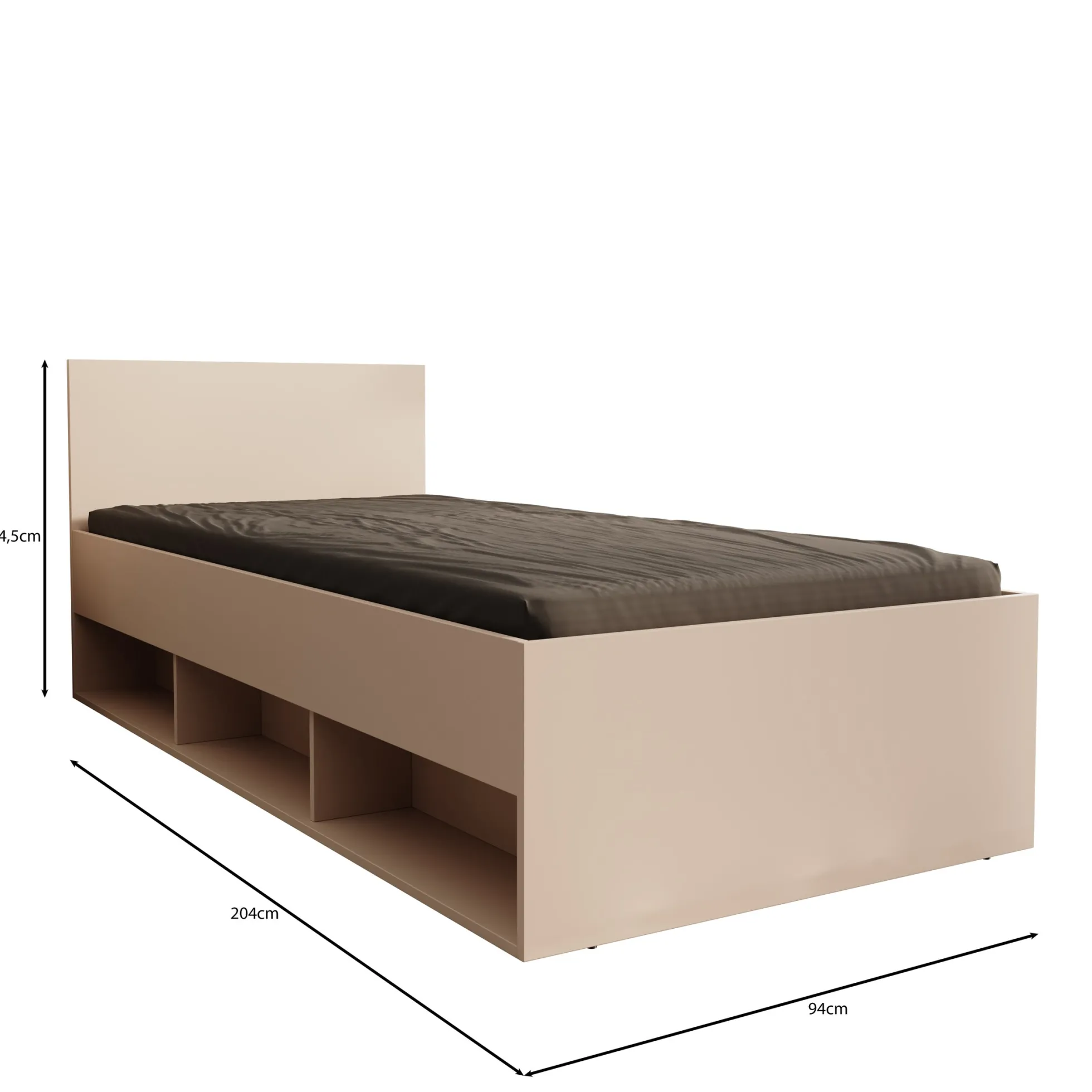 Lombok - Eenpersoonsbed - Beige - 90x200 cm