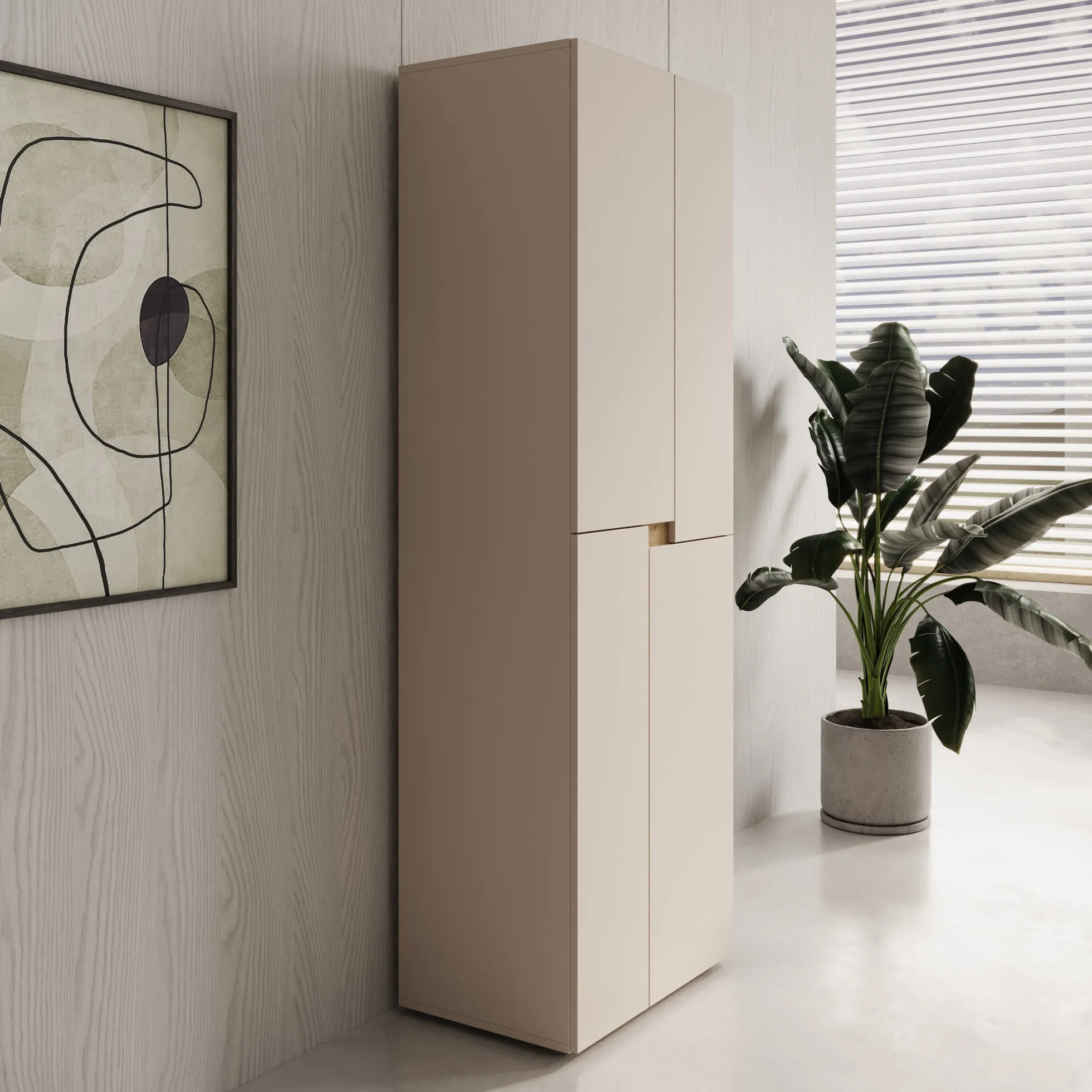 Lombok - Kledingkast met 4 deuren - Beige - 60x42x184 cm
