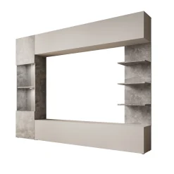 Lomezzo - Wandmeubel met verlichting - Wit/Betonlook - 250x30x187 cm