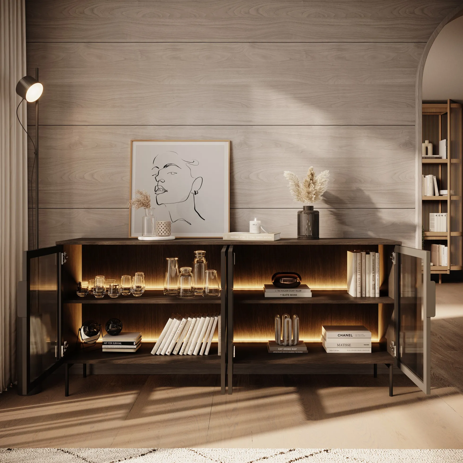 Lomo - Dressoir - Donker eiken - 181x39x83 cm