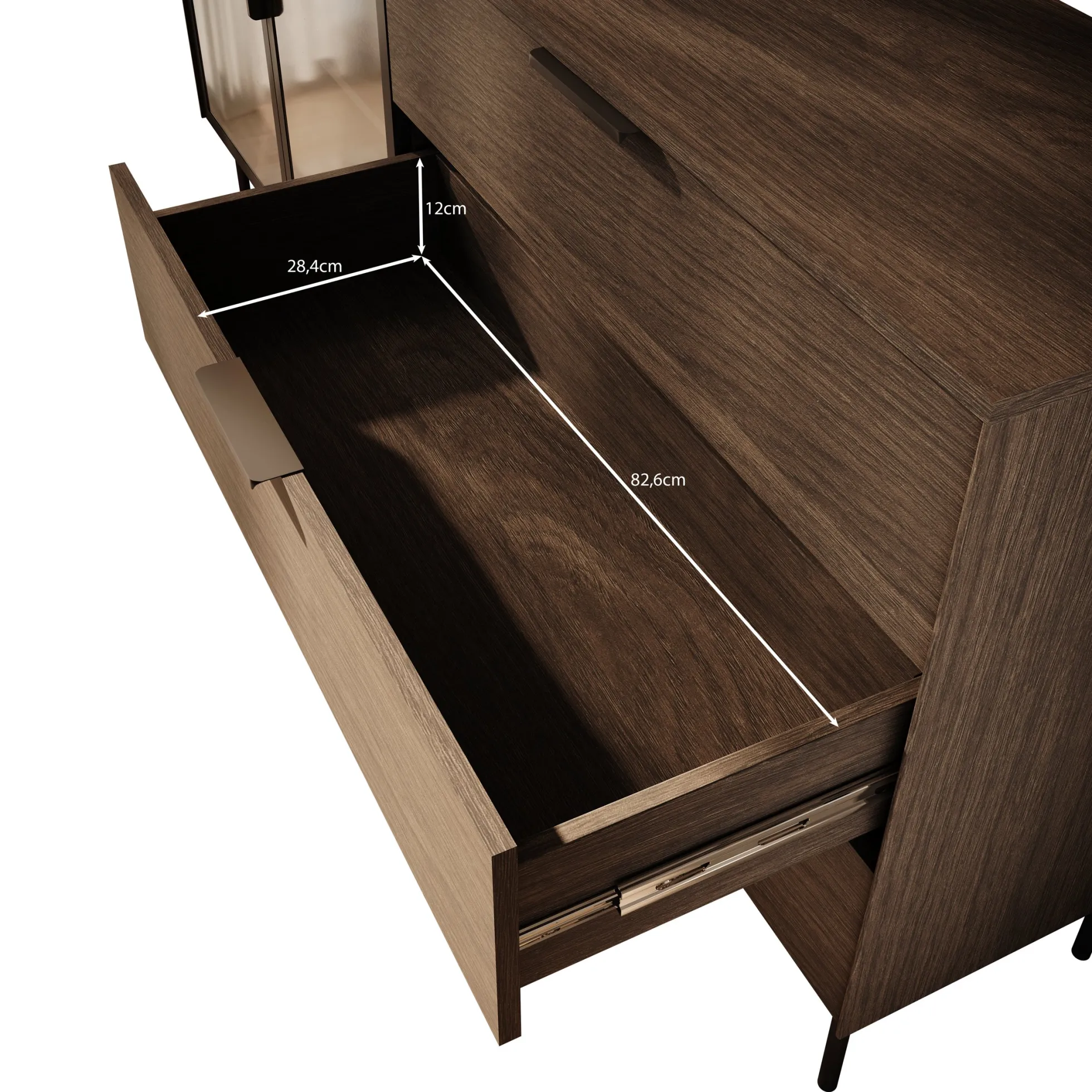 Lomo - Dressoir 3 lades - Donker eiken - 181x39x83 cm
