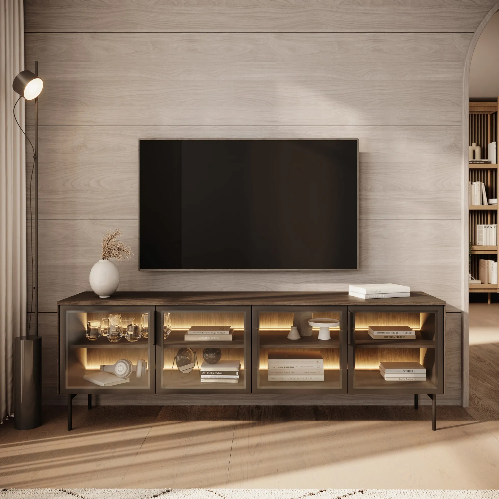 Lomo - TV-Meubel - Donker eiken - 181x39x62 cm