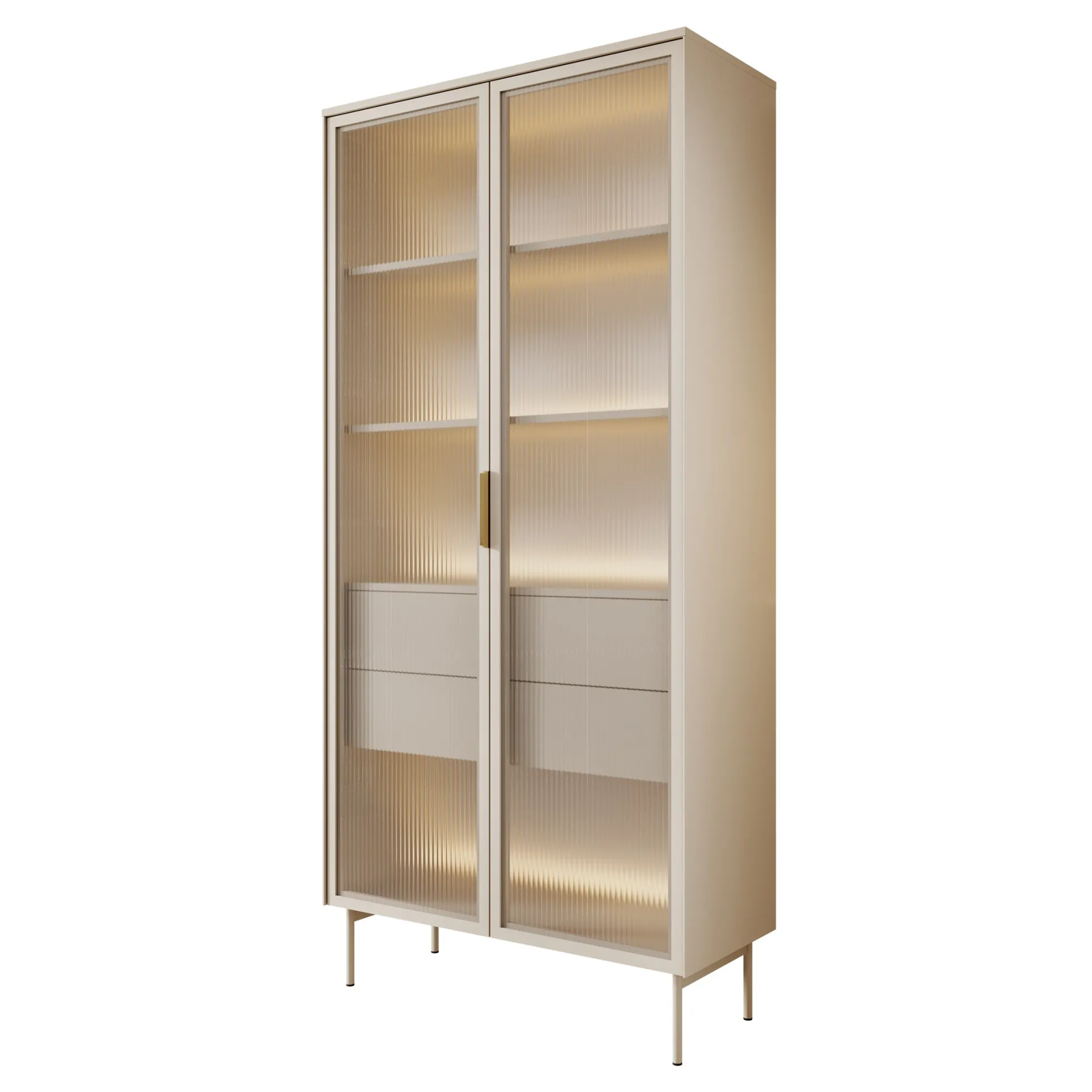 Lomo - Vitrinekast - Beige - 92x39x195 cm